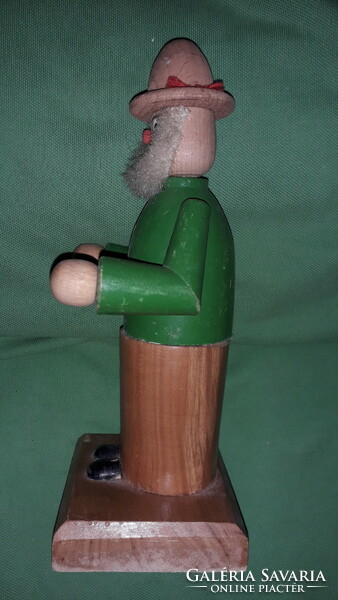 Antik fa játék fafigura szakállas apóka / vadász 20 cm a képek szerint