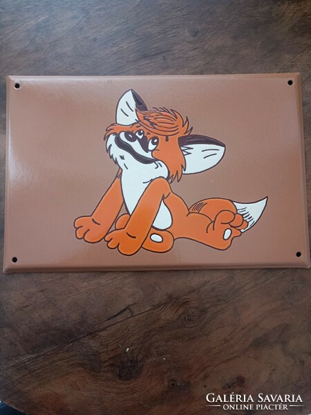 Retro vintage vuk fox tale enamel plaque