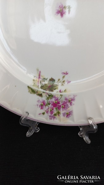 Retro Opeiag porcelán tál, virágokkal,csíkozással díszített, átmérő: 29 cm,  súly: 785 gr.