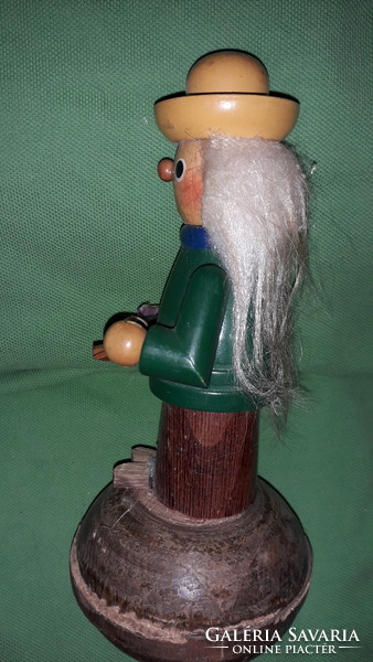 Antique wooden toy wooden figure long-haired street vendor boy 16 cm according to the pictures