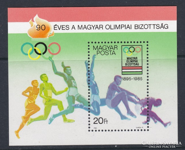 90 ÉVES A MAGYAR OLIMPIAI BIZOTTSÁG - bélyeg blokk