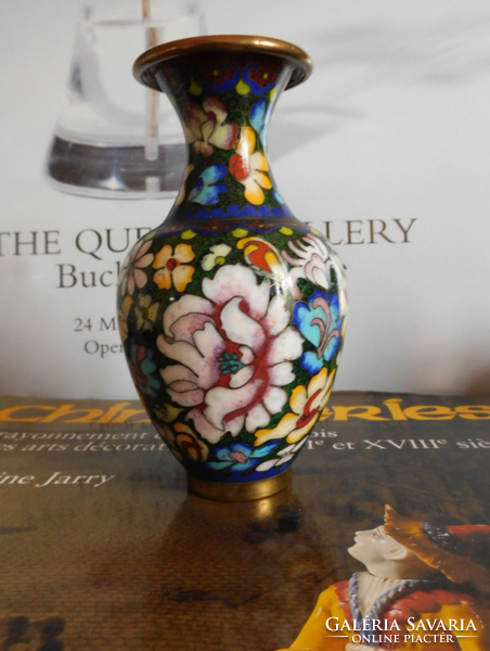 Cloisonné - split enamel vase with butterfly pattern 13 cm