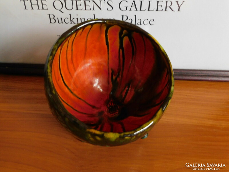 Space age retro ceramic sphere ikebana bowl
