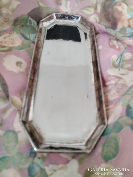 Porcelain tray, offering, decorative ornament - nickel-plated