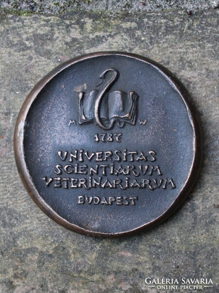 Madarassy walter (1909-1989): universitas scientiarum veterinariam 1787 - bronze plaque