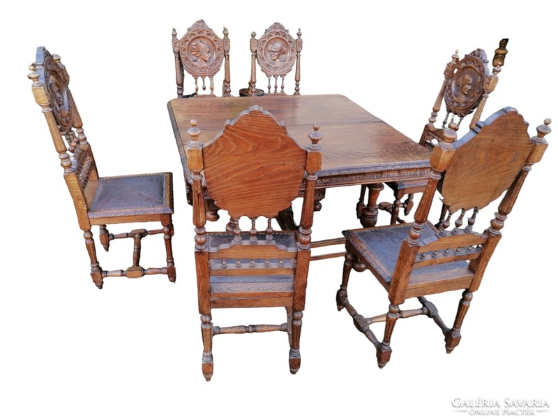 Antique Breton style dining room (table+6 chairs)