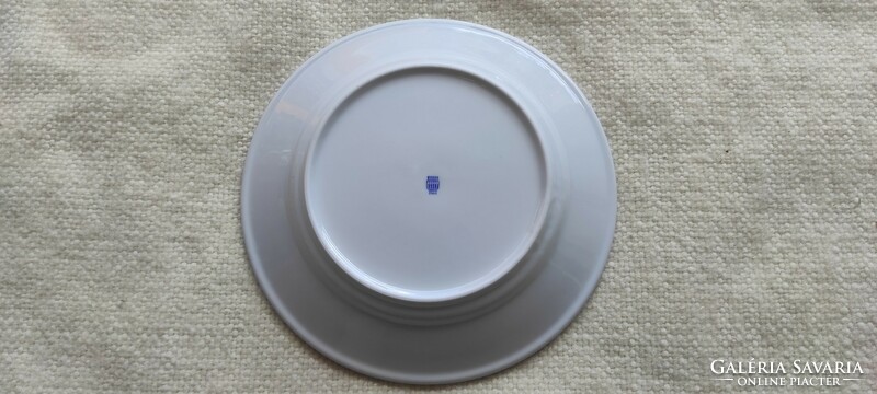1-1 db Zsolnay porcelán lapostányér antik, pajzspecsétes,  kék szegélyes