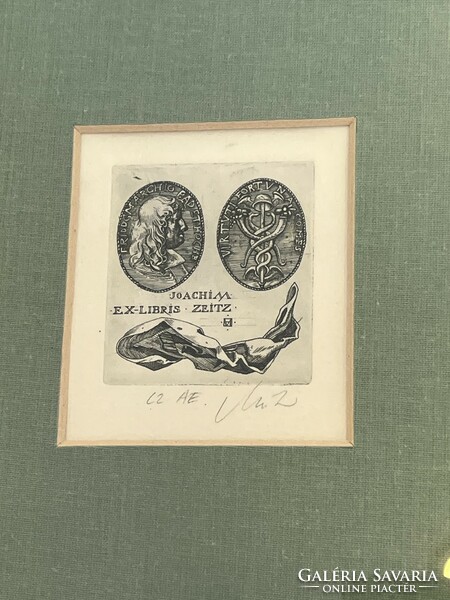 Ex libris zeitz etching by Árpád Müller