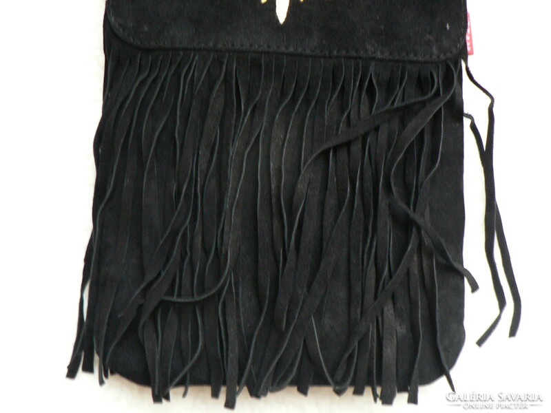 Black suede fringed small bag