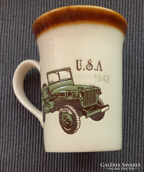 English vintage car porcelain mug u.S.A. 1942