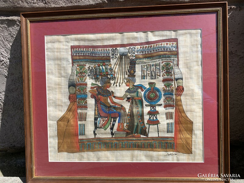 3 Egyptian papyrus pictures in a frame