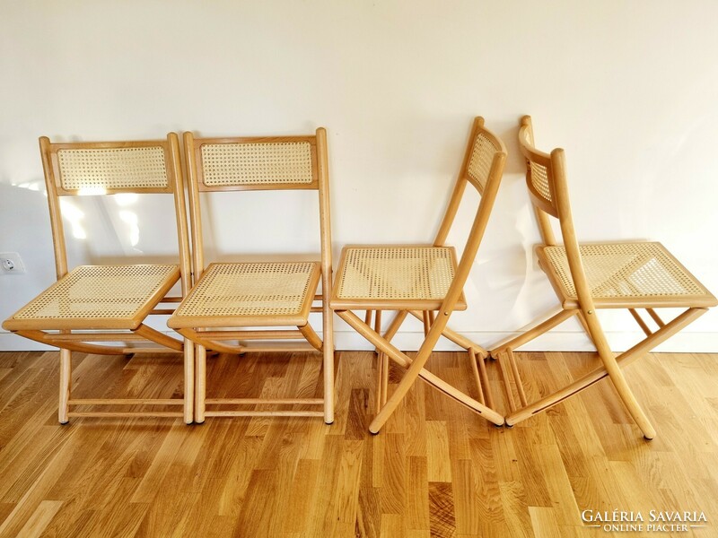 Mid-century cane folding chairs (4 pcs.)