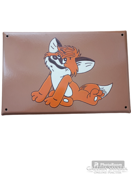 Retro vintage vuk fox tale enamel plaque