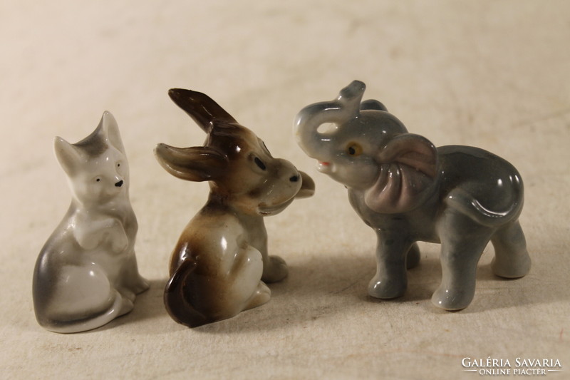 Porcelain elephant, dog, cat 618