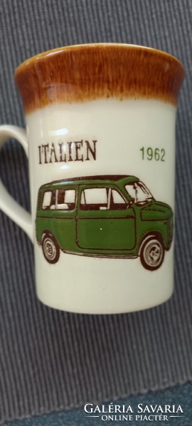 English vintage car porcelain mug Italian 1962