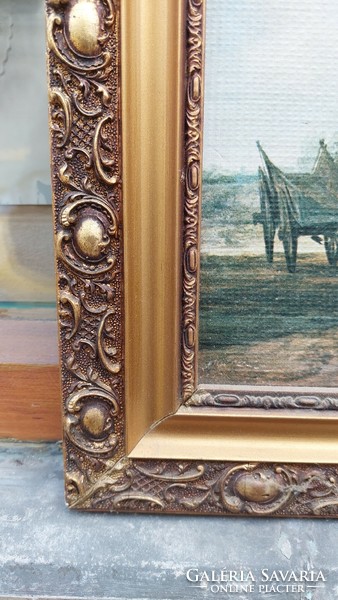 Gold-wood picture frame, internal size 52.5X80.5 Cm