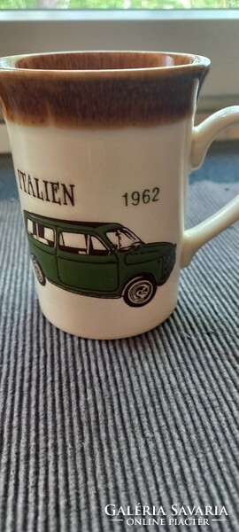 English vintage car porcelain mug Italian 1962