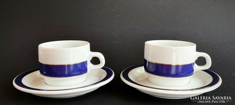 Alföldi 2 display coffee cups with blue striped mocha uniset bottom