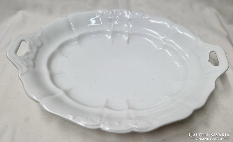 Old Zsolnay shield-stamped tendril pattern porcelain plates and bowls are sold together