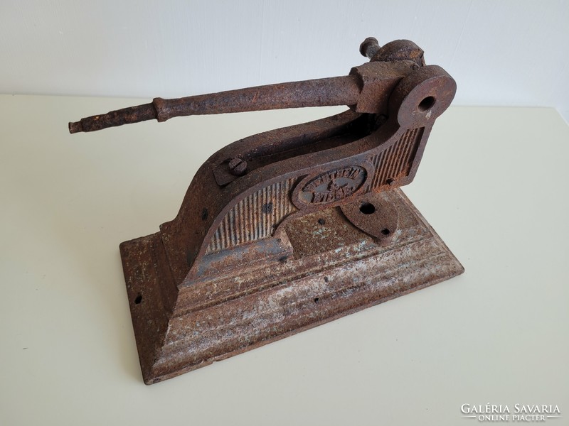 Antique Old Large Size Wertheim Wiese Wienn Cast Iron Viennese Stamp Press Dry Stamping Press