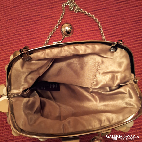 Casual bag, gold, silver color, richly decorated