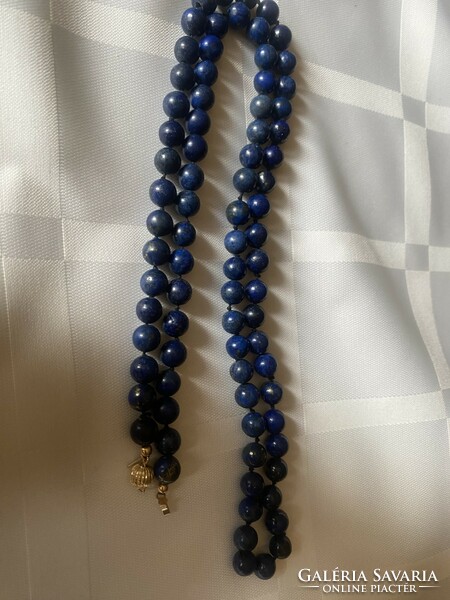 Lapis lazuli string of pearls with gold clasp