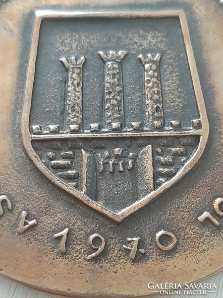 A Soproni Felszabadulási Emlékmű Avatása Alkalmából 1970 bronz emlék plakett , dobozában , jelzett