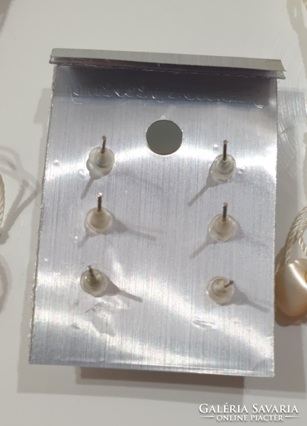 Régi gyöngyház kagylóból nyaklánc+ fülbevalók