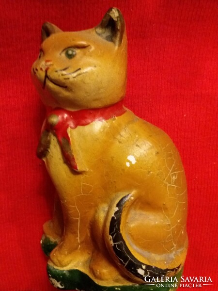 Antique cc. 1930 Folk glazed ceramic bush sitting kandur cat cat 15 x 10 cm according to pictures