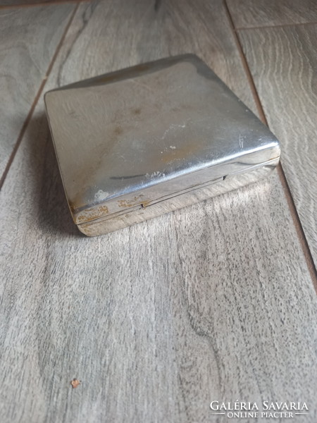 Csodaszép régi ezüstözött réz doboz (10x10x3 cm)