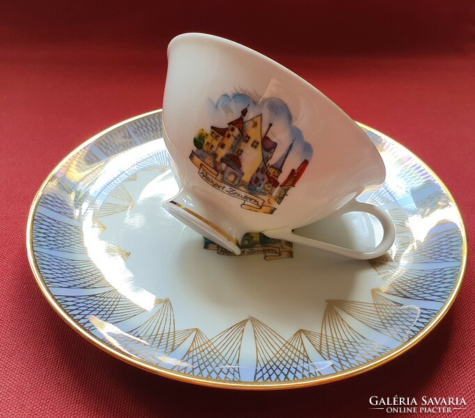 Hand Painted Bavarian German Porcelain Breakfast Coffee Tea Set 2 Piece Cup Small Plate Plate