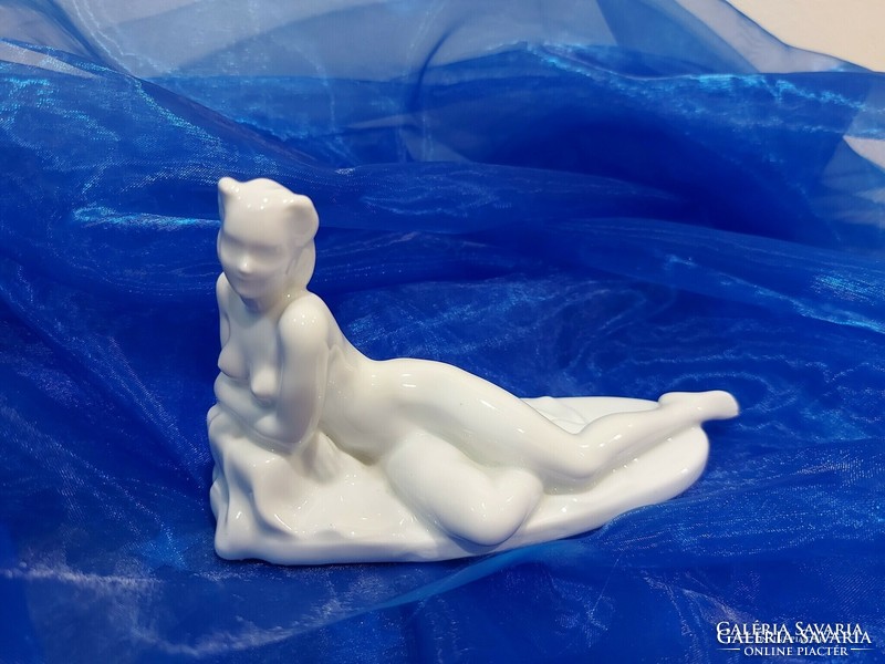 Drasche porcelain reclining female nude.