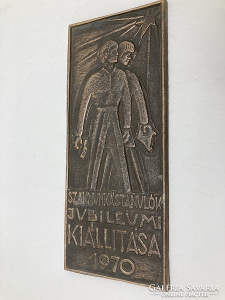 Jubilee exhibition of vocational apprentices 1970, social real bronze plaque - rarity