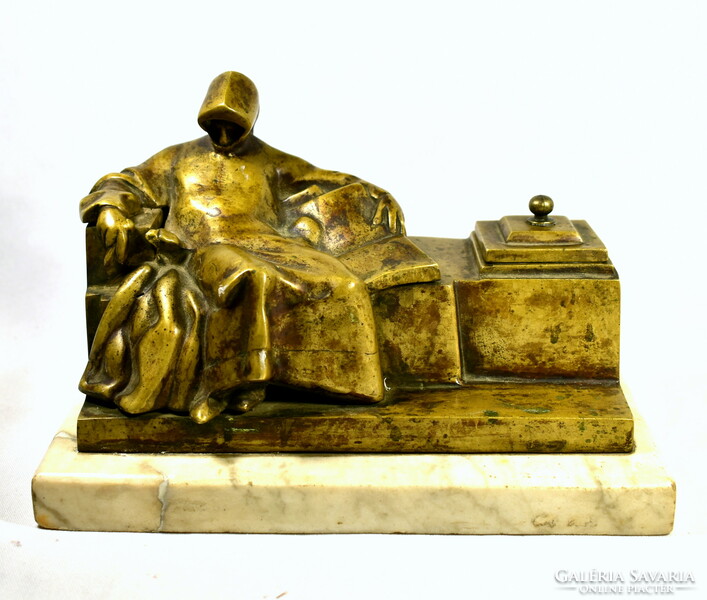 Anonymous bronze inkstand - statue after Miklós Ligeti (1871-1944) !