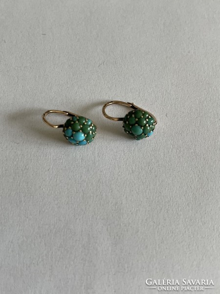 Antique gold turquoise earrings