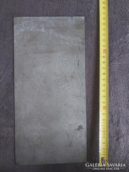 Graphics engraved in tinplate by Miklós Németh, size indicated!
