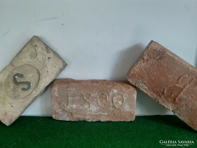 Antique bricks with year and monogram,,180,,s,,and the third is marked b.. Nr 20.