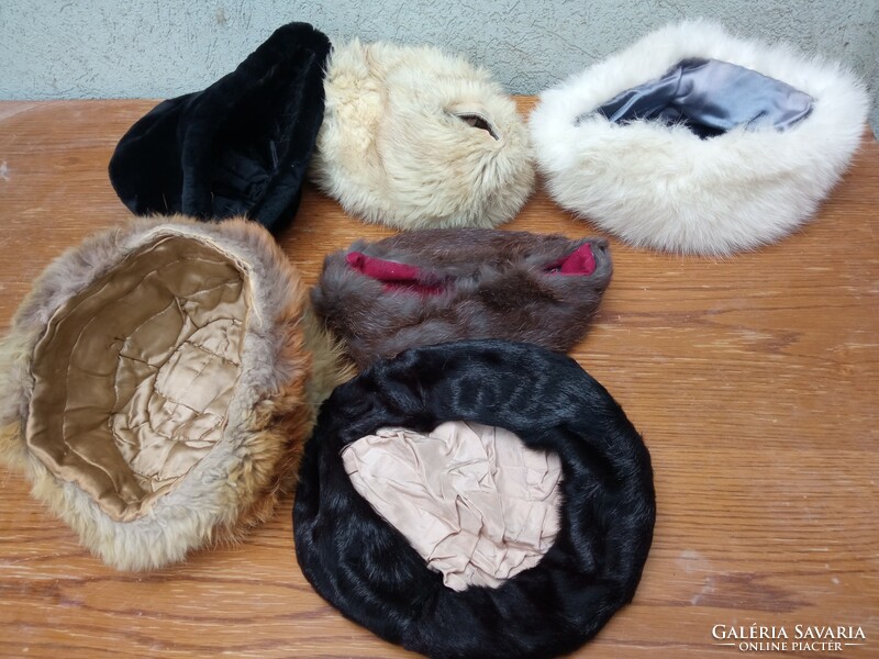 6 Pieces! Vintage real fur hats-mink are sold together