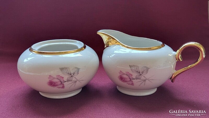 Bavaria German porcelain sugar bowl and milk creamer