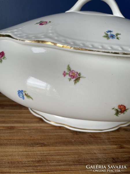 Zsolnay pearl soup bowl with small flowers