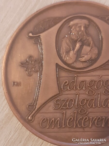 Fritz Mihály (1947-) "Pedagógus Szolgálati Emlékérem" egyoldalas bronz emlékérem (42,5mm)  Dobozában