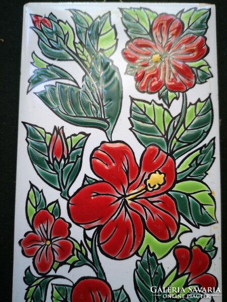 Vintage Greek hibiscus pattern tile