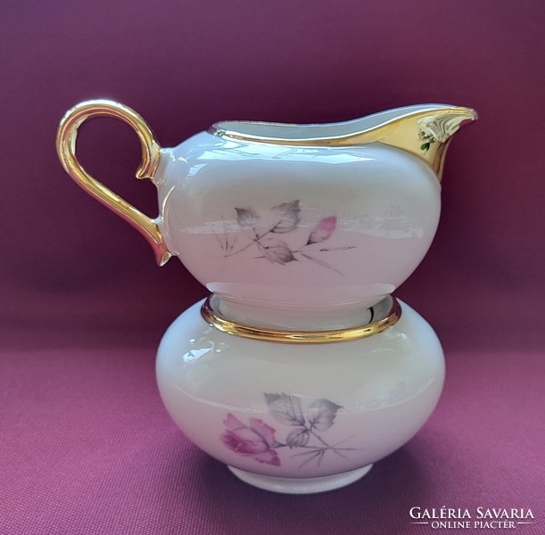 Bavaria German porcelain sugar bowl and milk creamer