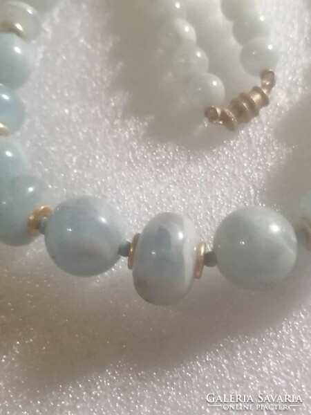 Pale blue marbled string of pearls