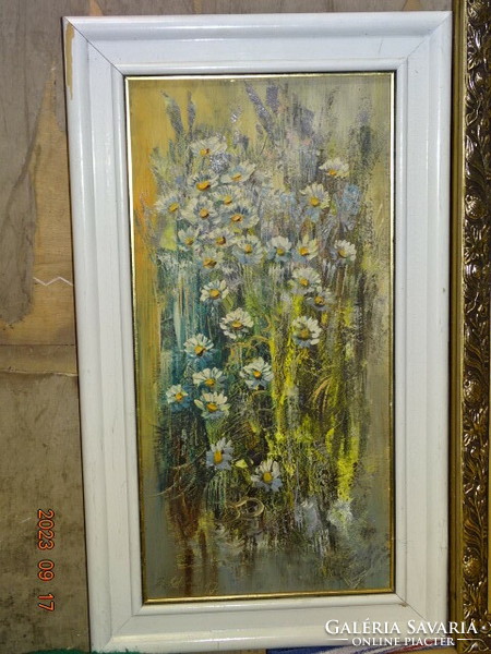 László Bubelényi (Ungvár 1953 - 2018): open flower petals (daisies still life) 1997