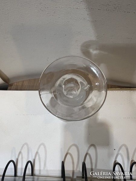 Dekanter, kiöntő üvegből, régi, vastagfalú, 20 x 13 cm-es. 4533