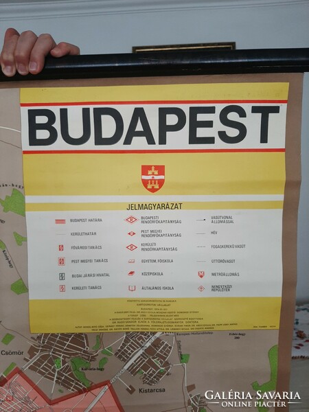 Huge size canvas map of Budapest from 1974, 2000 copies made in mint condition