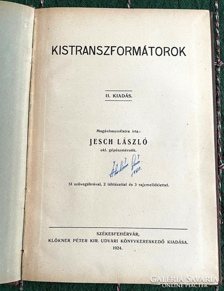 László Jesch: small transformers - antique book, 1924.