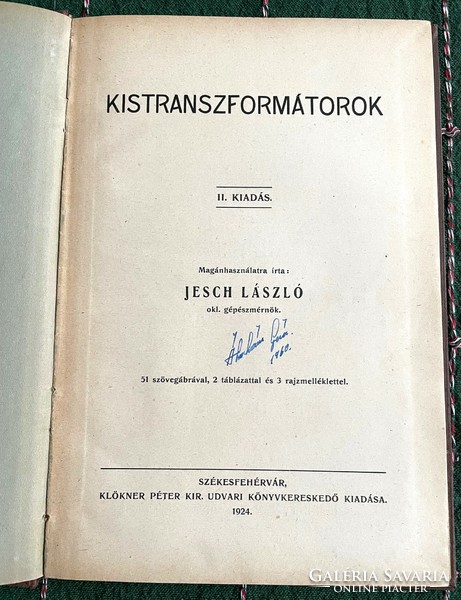 Jesch László: Kistranszformátorok – antikvár könyv, 1924.