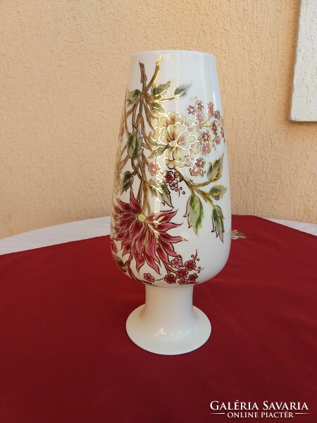 Zsolnay virágos,és lepkés nagy váza,27 cm,,Bolti ú,j 18 karátos arannyal aranyozva,minimál ár nélkül